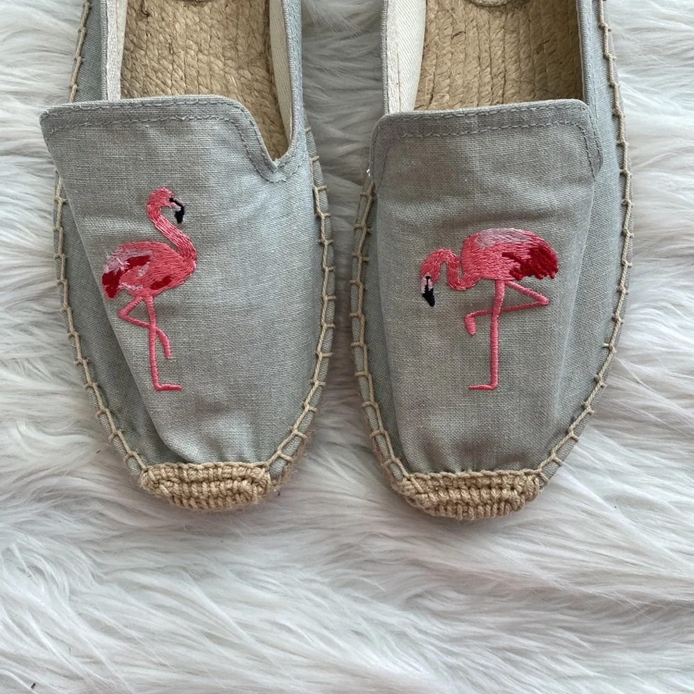 Soludos | Flamingo Embroidered Espadrille in Light Chambray